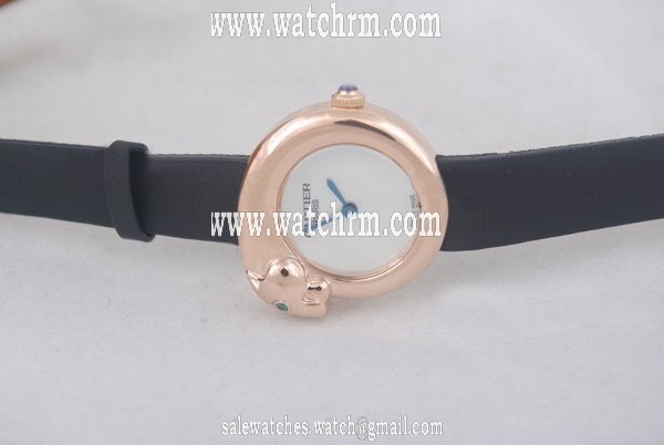 Cartier Panther WAES2549 36mm Mens Black Cow Leather Strap Watch