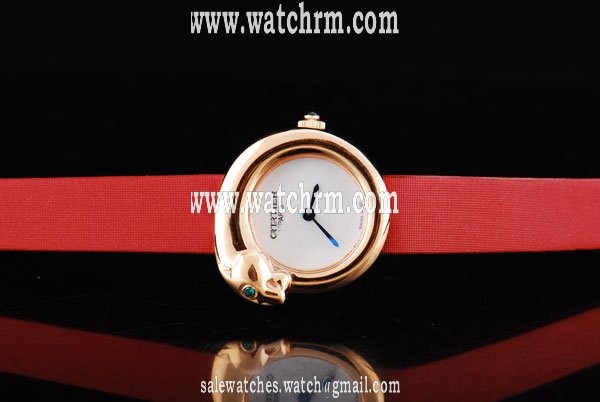 Cartier Panther WAES2549 Rose Gold Case White Dial Round Watch