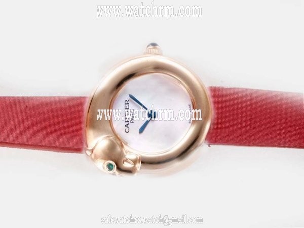 Cartier Panther WAES2549 White Dial Round Rose Gold Case Watch