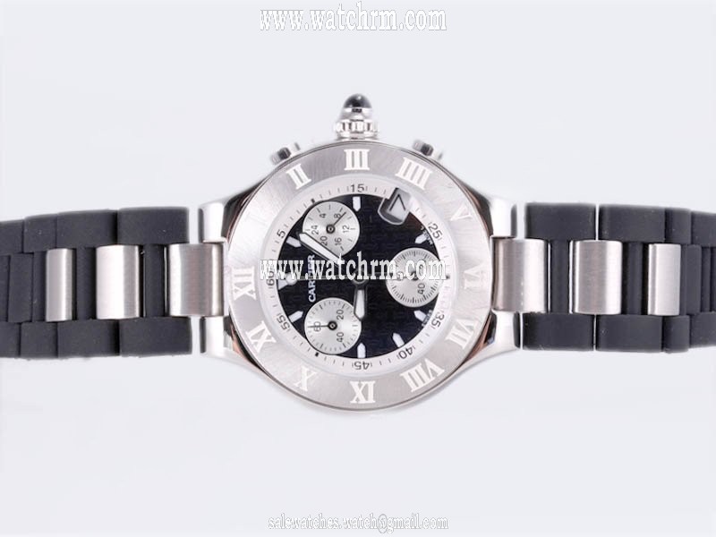 Cartier Pasha de Cartier CT21618-B Quartz Chronograph 30mm Black Dial Watch