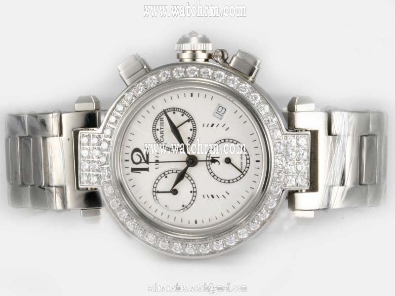 Cartier Pasha de Cartier HPI00333 White Dial Round Quartz Chronograph Watch