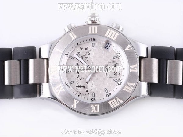 Cartier Pasha de Cartier W10109T2 Quartz Chronograph Stainless Steel Bezel Watch