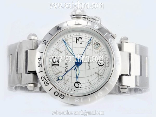 Cartier Pasha de Cartier W31029M7 Round Stainless Steel Case White Dial Watch