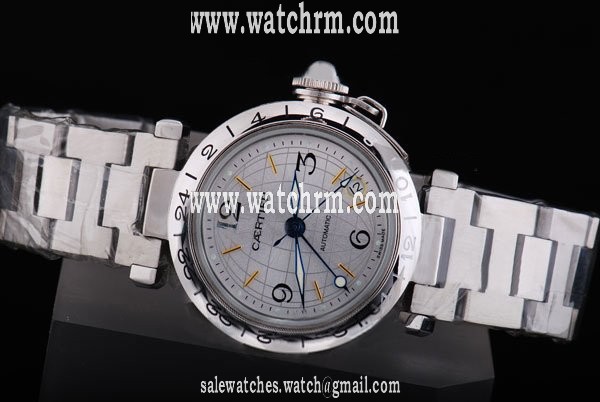 Cartier Pasha de Cartier w31030H3 White Dial Silver Stainless Steel Strap 36mm Watch