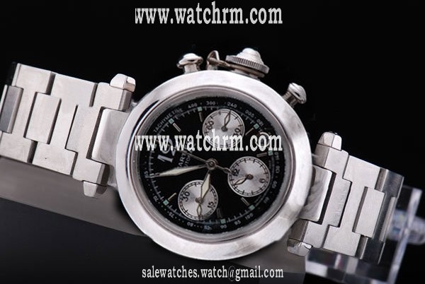 Cartier Pasha de Cartier W31047M7 Quartz Chronograph Black Dial Round Watch