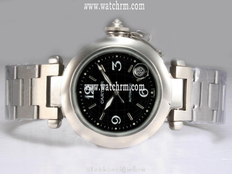 Cartier Pasha de Cartier W31047M7 Stainless Steel Case Black Dial Watch