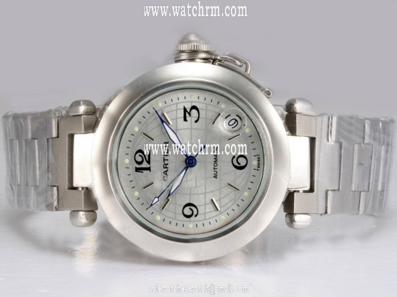 Cartier Pasha de Cartier W31047M7 White Dial 36mm Silver Stainless Steel Strap Watch