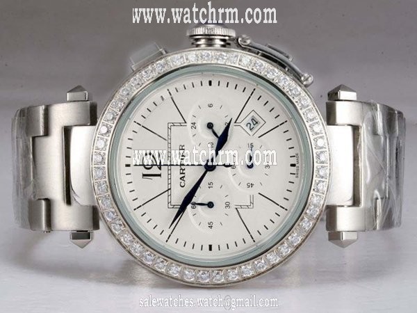 Cartier Pasha de Cartier W31055M7 White Dial Quartz Chronograph Round Watch