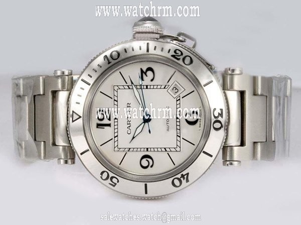 Cartier Pasha de Cartier w31080M7 Automatic White Dial Round Watch