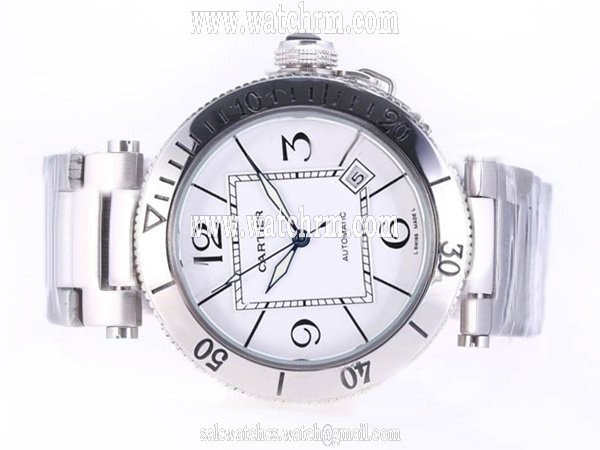Cartier Pasha de Cartier w31080M7 Silver Stainless Steel Strap Mens Round Watch