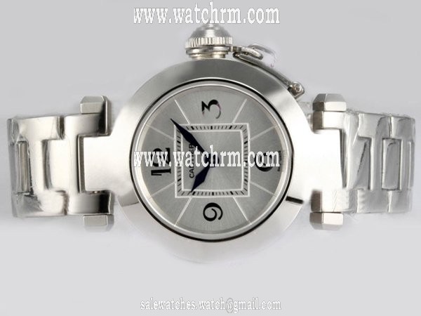 Cartier Pasha de Cartier W3140007 Stainless Steel Bezel Grey Dial Quartz Watch