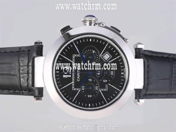 Cartier Pasha de Cartier wj11902g Stainless Steel Case Round Black Dial Watch