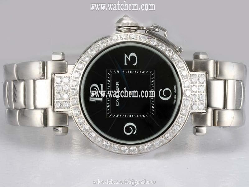 Cartier Pasha de Cartier WJ11924G Mens 38mm Silver Stainless Steel Strap Watch