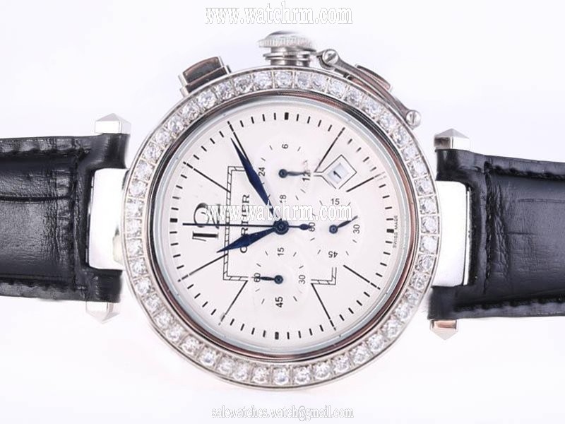 Cartier Pasha de Cartier WJ120251 Quartz Chronograph 42mm White Dial Watch