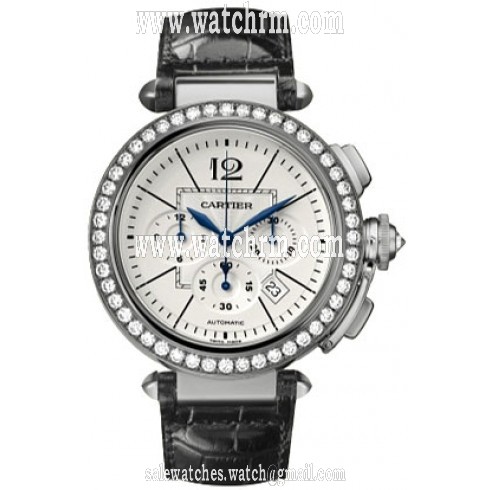 Cartier Pasha Diamond 18kt White Gold Men's Watch WJ121051
