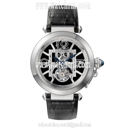 Cartier Pasha Flying Tourbillon Skeleton Dial 18 kt White Gold Men's Watch W3030021