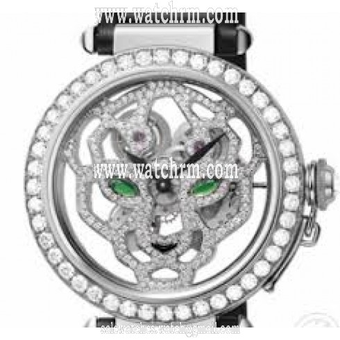 Cartier Pasha Panther Head Motif Diamond Dial Men's Watch HPI00365
