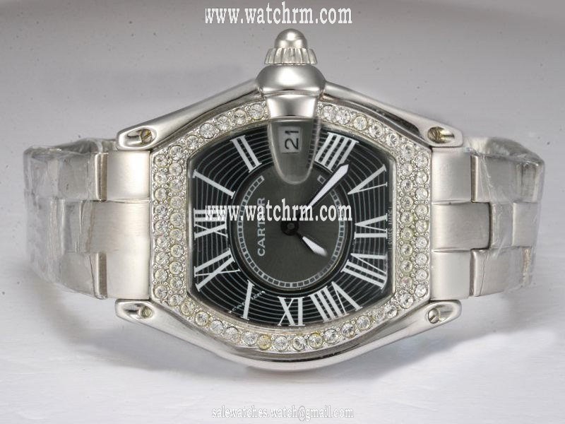 Cartier Roadster 19552 Rectangle Mens Stainless Steel Case Watch