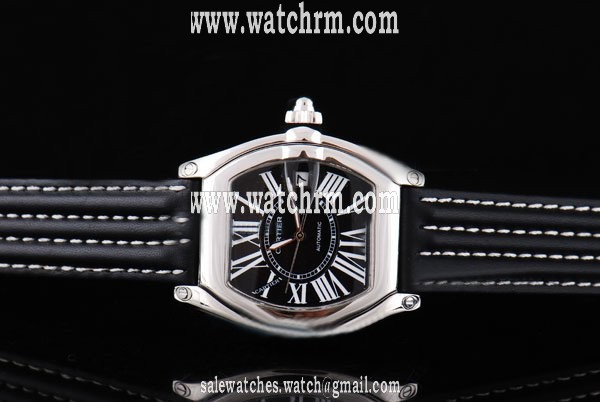 Cartier Roadster 2510 33x47mm Mens Black Cow Leather Strap Watch