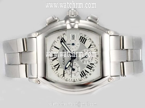 Cartier Roadster w62019x6 Silver Stainless Steel Strap Mens 40x47mm Watch