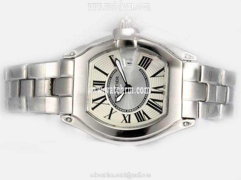 Cartier Roadster W62025V3 33x37mm Womens Stainless Steel Case Watch