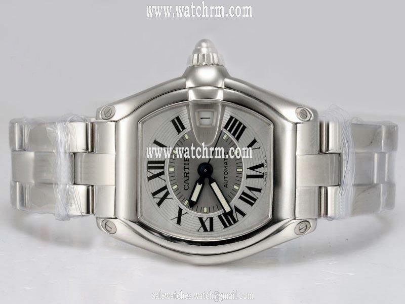 Cartier Roadster W62025V3 Stainless Steel Case 38mm White Dial Watch