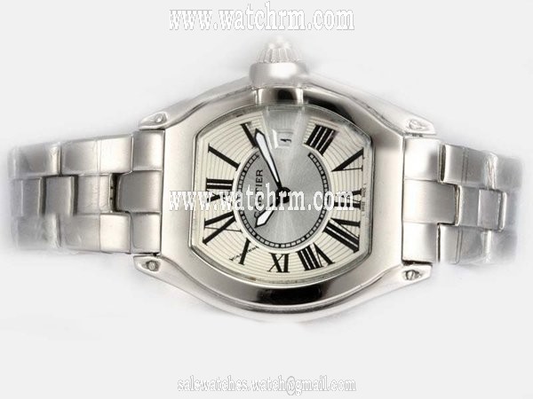 Cartier Roadster W62025V3 Stainless Steel Case Stainless Steel Bezel White Dial Watch