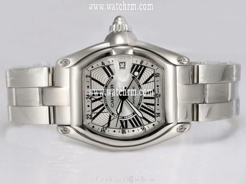 Cartier Roadster W62032X6 Silver Stainless Steel Strap 38mm Mens Watch