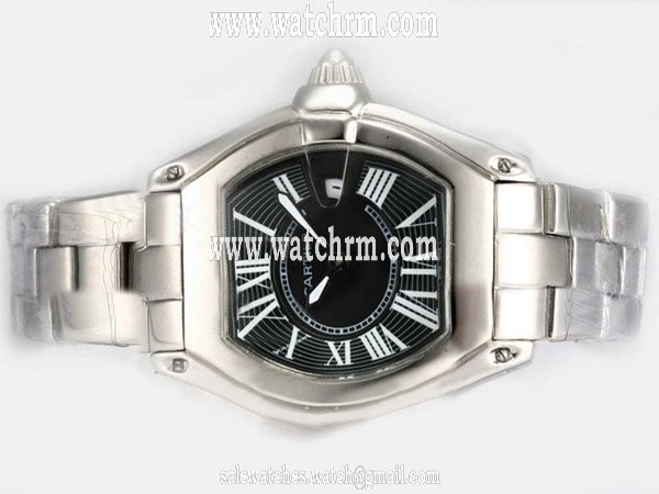 Cartier Roadster w62041v3 Black Dial Stainless Steel Case Square Watch