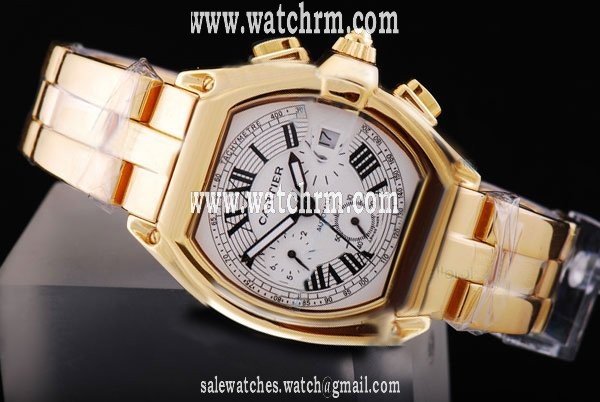 Cartier Roadster W6206001 Mens Gold Stainless Steel Strap Rectangle Watch