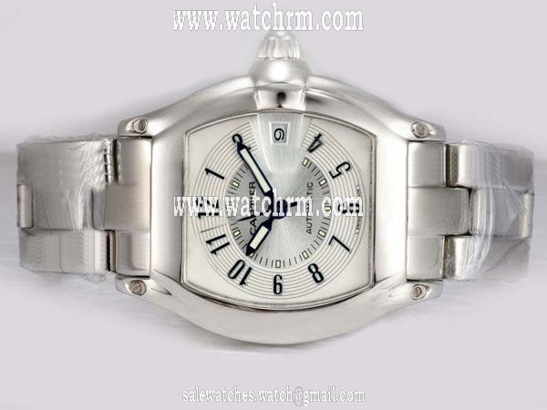 Cartier Roadster W6206017 Square Silver Stainless Steel Strap White Dial Watch