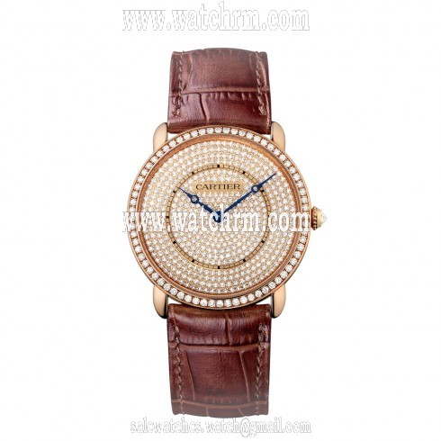 Cartier Ronde Louis 18K Pink Gold Diamond Dial Men's Watch WR007008