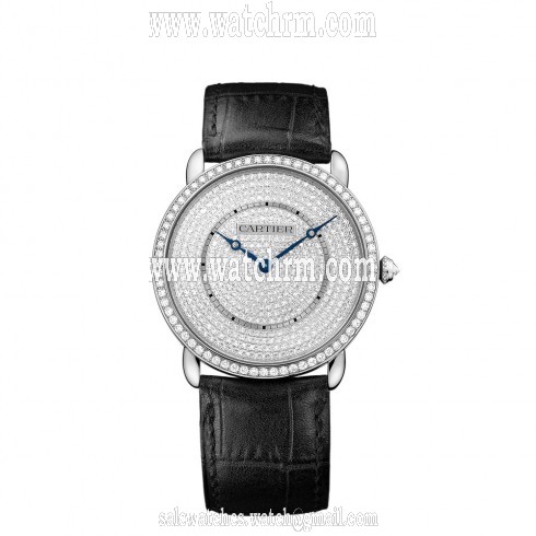 Cartier Ronde Louis 18K White Gold Diamond Dial Men's Watch WR007007