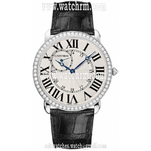 Cartier Ronde Louis Cartier Diamond Bezel 18 kt White Gold Men's Watch WR007002