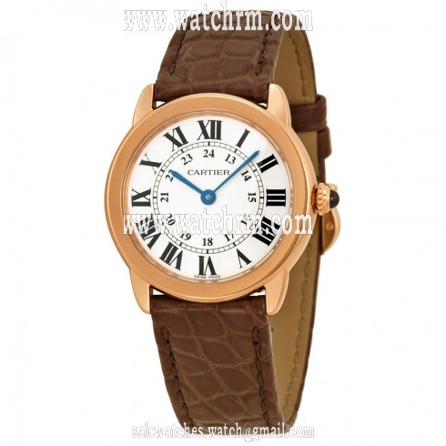 Cartier Ronde Solo De Cartier Silver Dial Brown Leather Ladies Watch W6701007