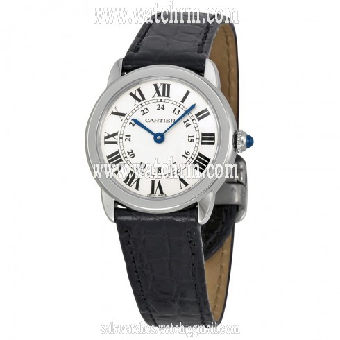 Cartier Ronde Solo Steel Black Leather Ladies Watch W6700155