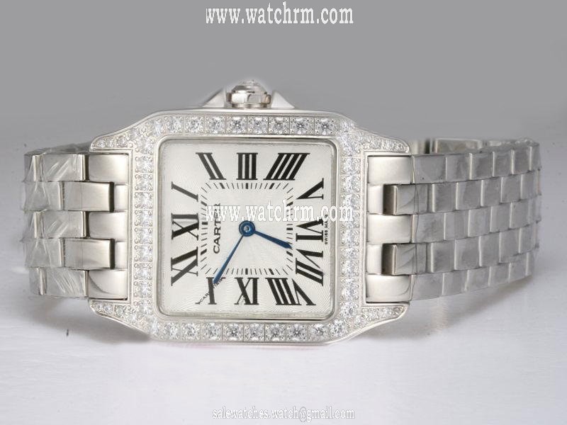 Cartier Ronde W25064Z5 Diamond Bezel Silver Stainless Steel Strap Womens Watch