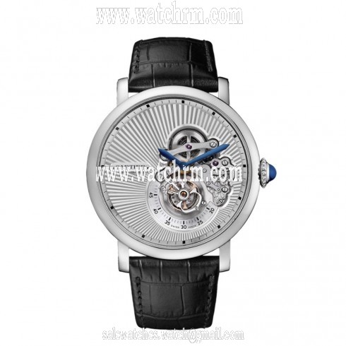 Cartier Rotonde 18K White Gold Sunray Guilloche Dial Men's Watch W1556246