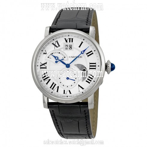 Cartier Rotonde Automatic Silver Dial Black Leather Men's Watch W1556368
