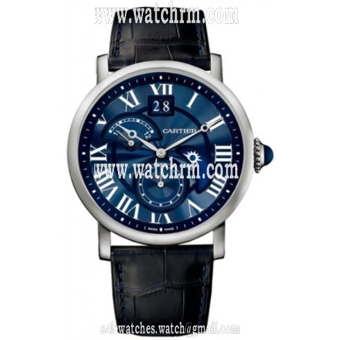 Cartier Rotonde de Cartier Blue Guilloche Dial 18K White Gold Automatic Men's Watch W1556241