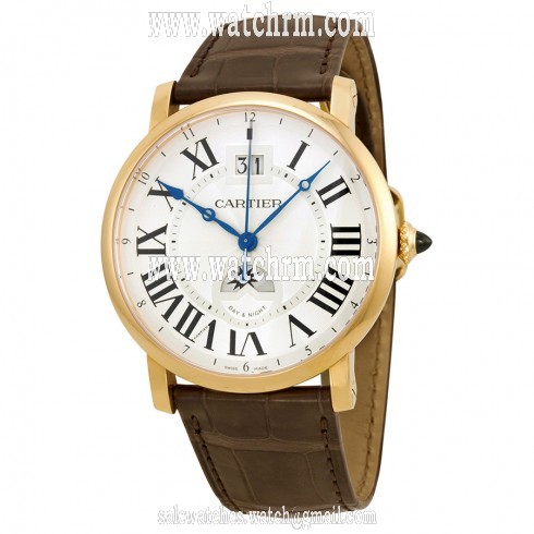 Cartier Rotonde de Cartier Large Date Second Time-Zone Automatic 18 kt Rose Gold Men's Watch  W1556220