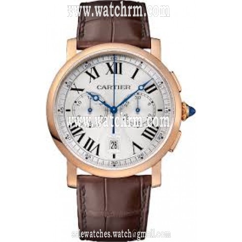 Cartier Rotonde Silver Sunday Dial 18k Pinks Gold Men's Watch W1556238