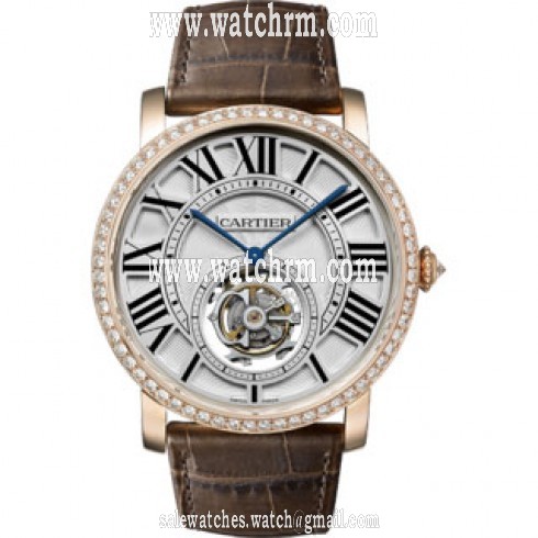 Cartier Rotonde White Dial 18kt Pink Gold Diamond Men's Watch HPI00593