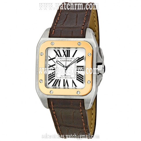 Cartier Santos 100 18kt Rose Gold and Steel Midsize Watch W20107X7