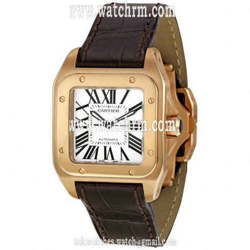 Cartier Santos 100 18kt Rose Gold Ladies Watch W20108Y1