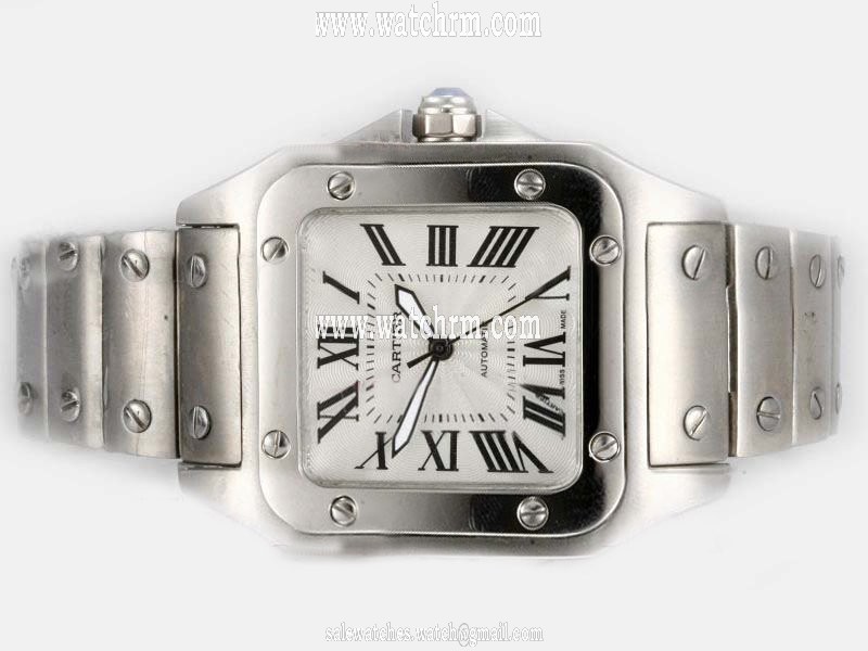 Cartier Santos 100 W200737G Automatic Square White Dial Watch
