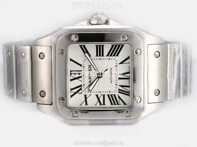 Cartier Santos 100 w200737g Automatic White Dial 38x38mm Watch