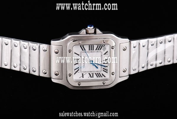 Cartier Santos 100 w200737g Mens Silver Stainless Steel Strap Square Watch
