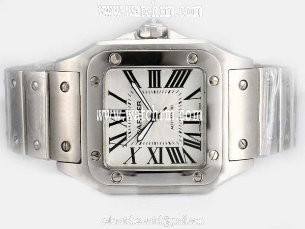 Cartier Santos 100 W200737G Stainless Steel Bezel Stainless Steel Case Mens Watch