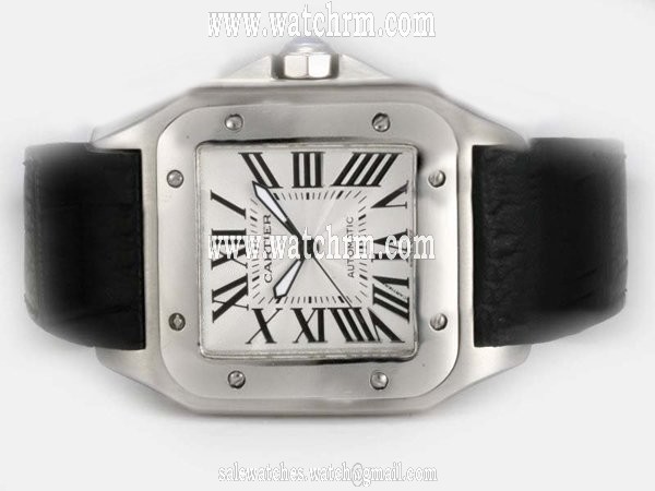 Cartier Santos 100 w20073x8 Mens Square Stainless Steel Case Watch